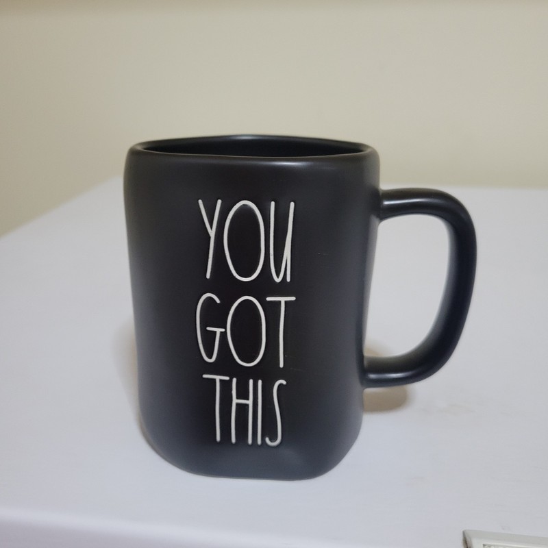 Rae Dunn by Magenta You Got This 20 oz Black Ceramic Coffee Tea Mug Cup