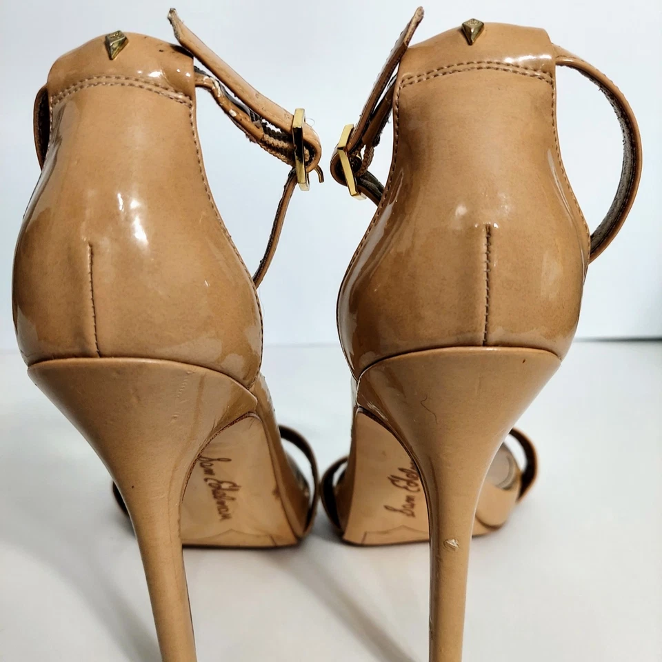 Sam Edelman Patti Ankle Strap Heel Beige Patent Leather Women's Size 8 - Image 3 of 4
