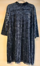 Women's navy blue Simply Vera  long sleeves high neck velour dress sizeL New