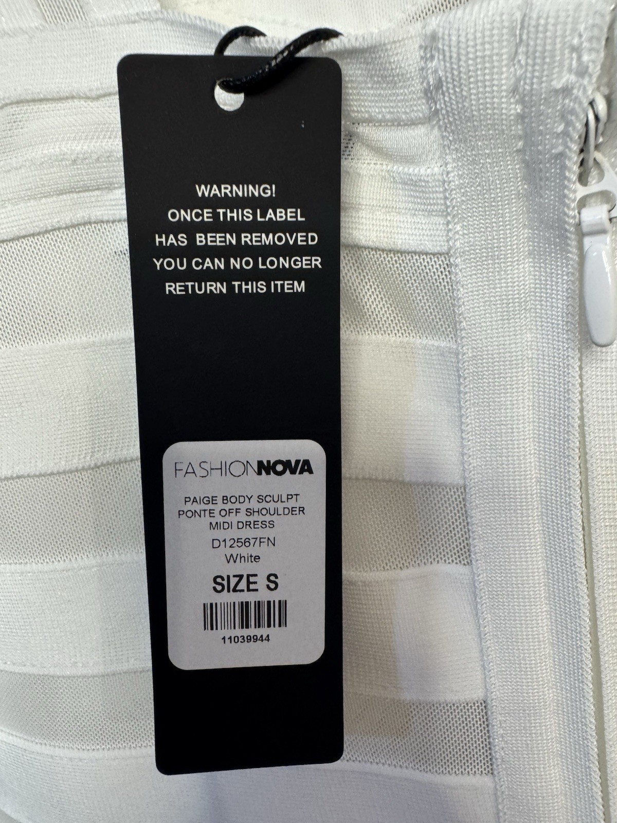 NEW Fashion Nova Paige Body Sculpt Off Shoulder White Midi Dress Size S Bandage