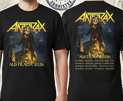 Anthrax Australia Tour For March 2026 In Brisbane Adelaide  2026 T Shirt PP2736