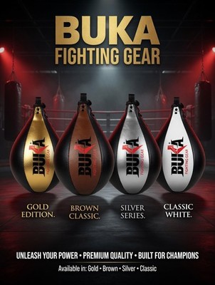 BUKA   Leather Speed Ball Training Punching Speed Bag Boxing MMA Pear Punch Bag 