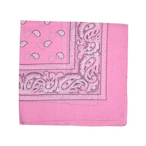 22 Inch Cotton Paisley Bandana Light Pink