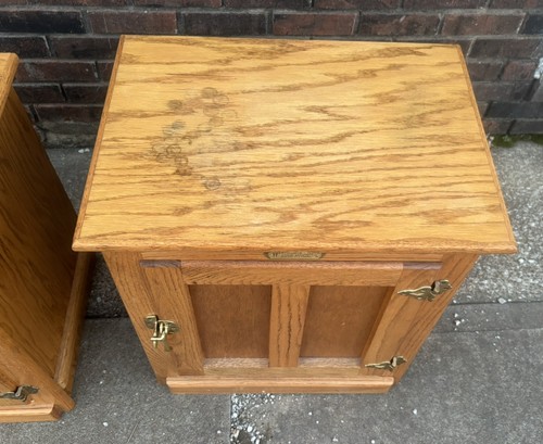 Vintage Set 2 White Clad Oak Icebox Chest End Table Nightstands - Picture 3 of 13