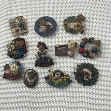 11 Vintage Boyd's Bears Brooch Pins Figural Lot FOB Club Floral Teddy Holiday