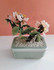  5" Vintage Jade Bonsai Flower Tree Green Square Celadon Pot — photo 3