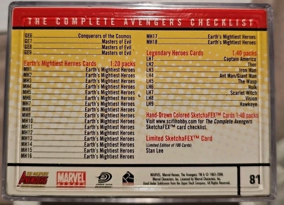 Juego de 81 cartas base The Complete Avengers 1963 to Present Marvel Comics EX Foto 4 de 4