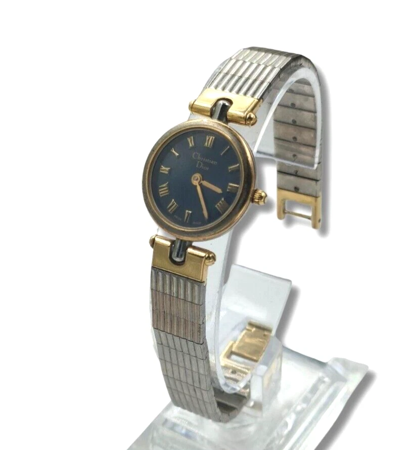 Montre Christian Dior 3025 cadran marine boîtier doré du Japon BNB