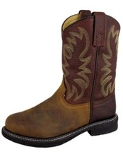 Smoky Mountain Work Boots Boys Buffalo Leather Brown Distress 2470Y