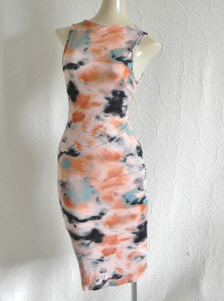 Black/Bead Bodycon Dress Soft Knit Lined Pullover Sleeveless Tie-Dye M(US XS) Black/Bead Bodycon Dress Soft Knit Lined Pullover Sleeveless Tie-Dye M(US XS)