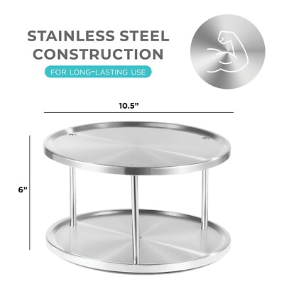 2 Tier Lazy Susan, 360-degree Turntable Spice Organizer, Stainless