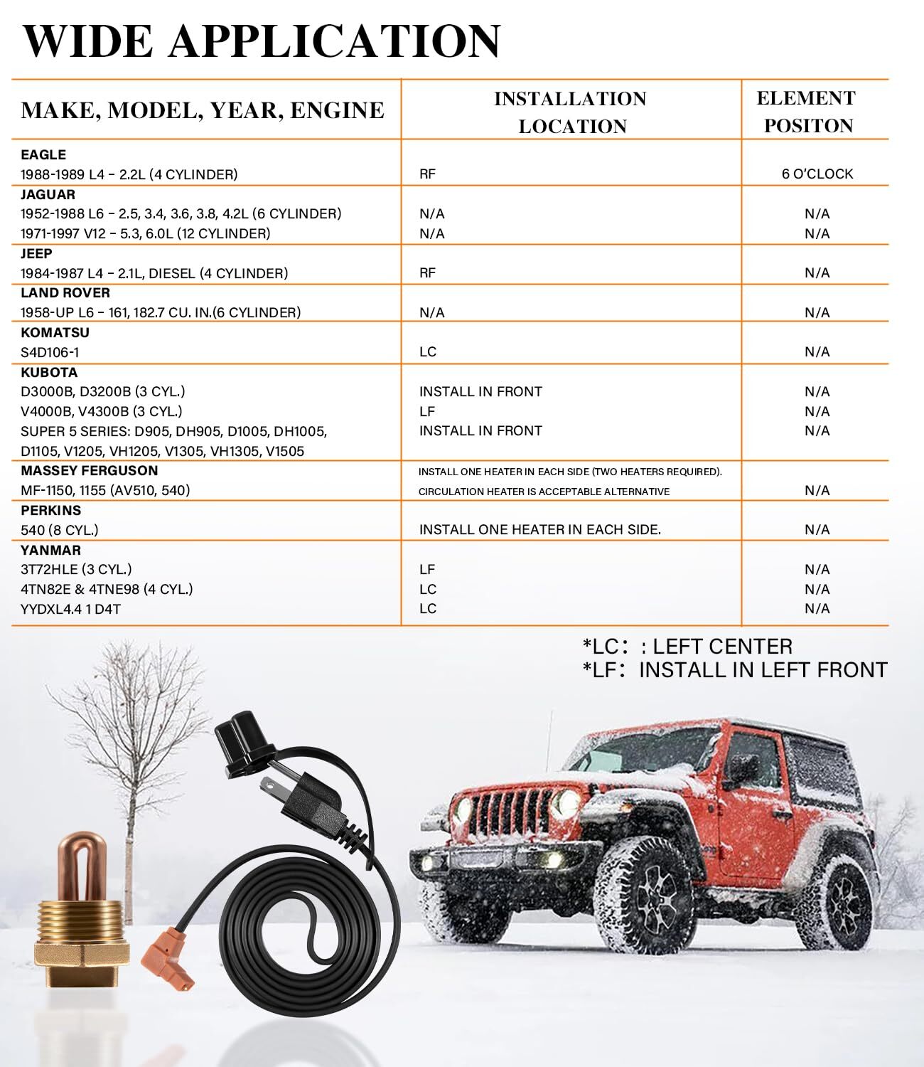 1" NPT 400W Block Heater Immersion for Engine Heater Zerostart/Temro 3100003