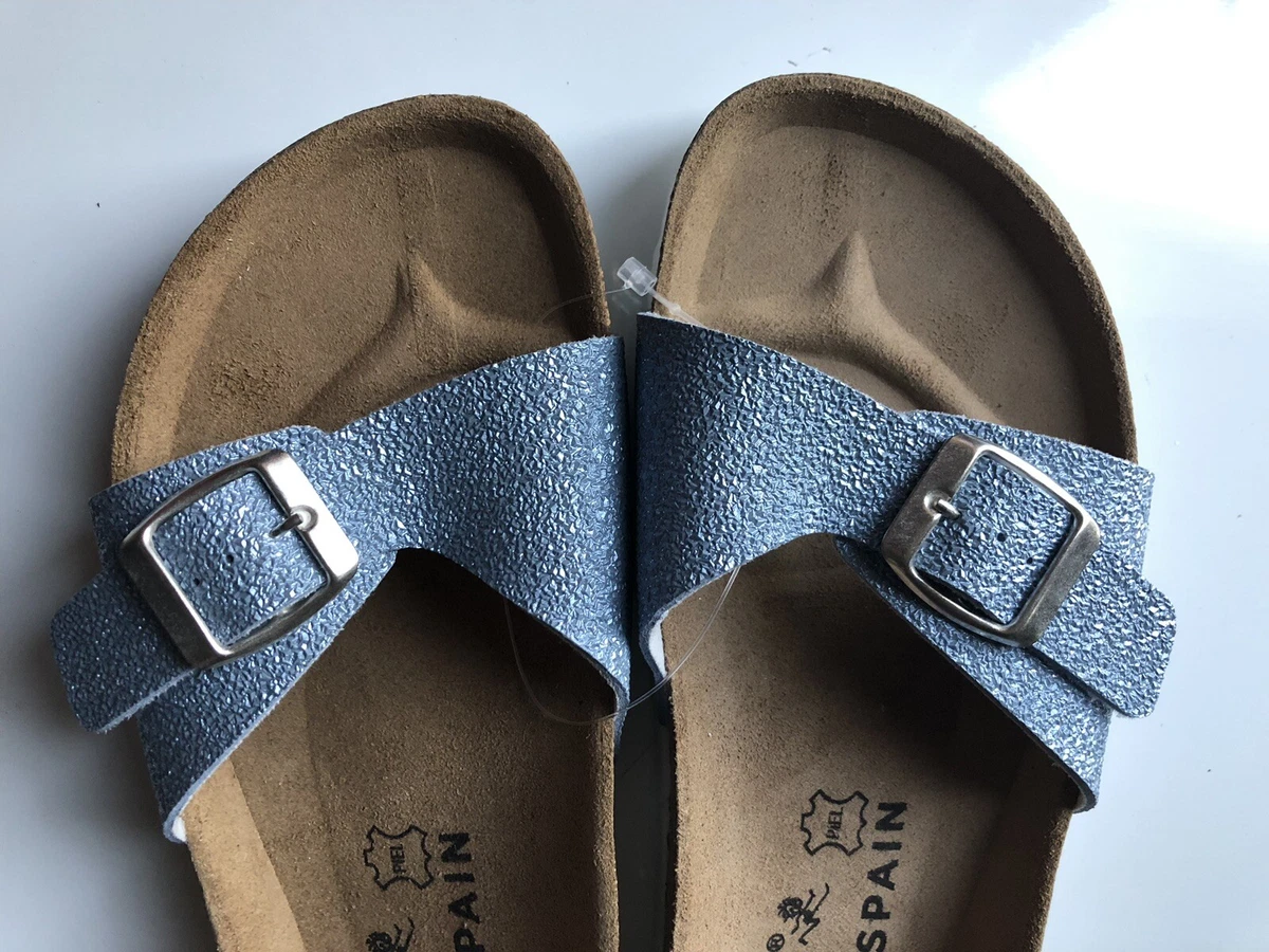 AUTENTI Blue Glitter One Bar Buckle Sandals UK 5 eBay