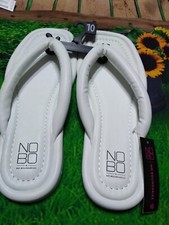 No Boundaries Women's Size 10 Puffy Thong Flip Flop Sandals Memory Foam White