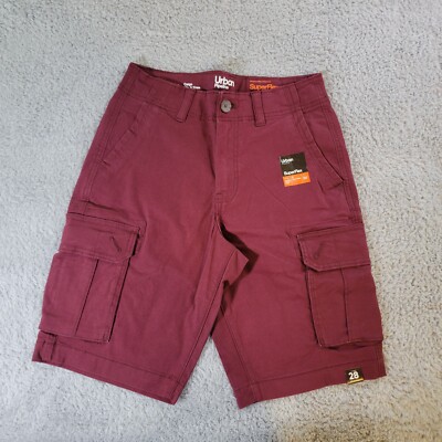 Urban Pipeline Cargo Shorts Mens 28 Dark Red Super Flex Twill