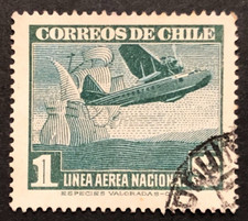 1941 Chile Plane And Galleon Air Mail Type