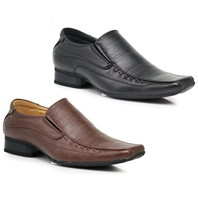 NEW  Men's Dress Loafers Elastic Slip on with Plain Fashion Comfy Black & Brown 