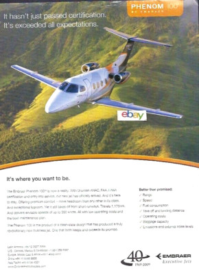 EMBRAER  EXECUTIVE JETS THE PHENOM 100 ITS WHERE YOU WANT TO BE AD