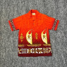 Vintage Hawaiian Loop Collar Shirt Aloha 60s Tribal Native Aztec Retro Surf 50s