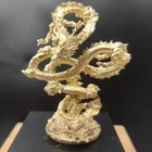 Yellow Chinese Solid Bronze Copper Statue Hand Carved Dragon Realistic Model