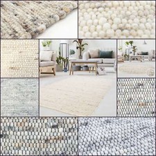 Moderner Landhausteppich Handweb Teppich Frankeneck aus Schurwolle Natur Pur