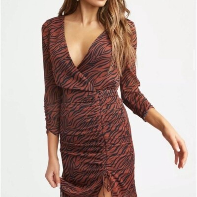 Womens Kookai Selous Midi Dress Animal Print Size Au 6/ EU 34 Deep Orange  Red | eBay Australia