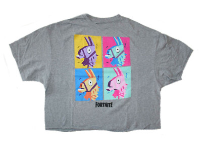 Fortnite Loot Llama Colorblock Junior Women's Crop T-Shirt NWT