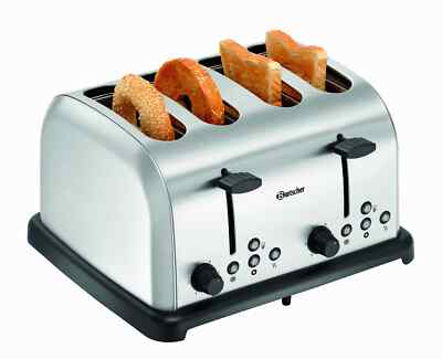 Bartscher Toaster 4 Scheiben-Schlitz aus Edelstahl Silber NEU