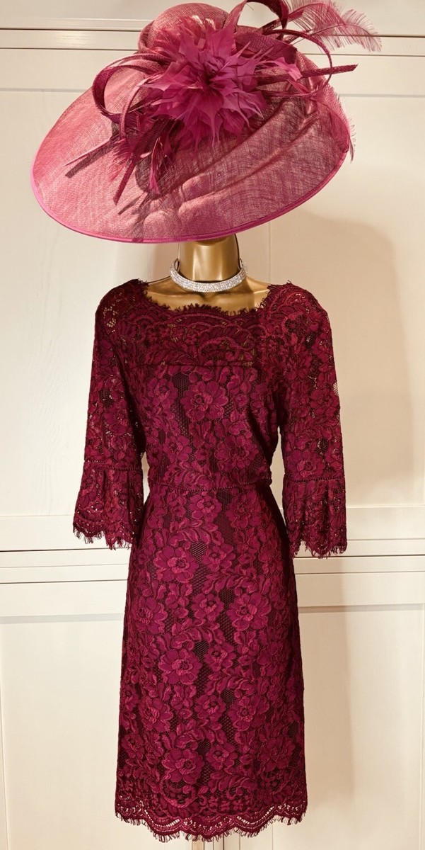 Crepe Dress Hobbs Vanessa Dress Hobbs UK 14 Rich Magenta Lace