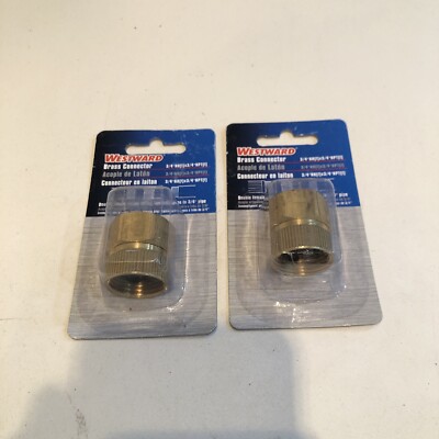 Westward Brass Double Female Swivel Fitting Connects Hose To 3/4  Pipe 2-Pack