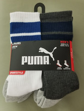 New Mens Puma 6 Pair Crew Athletic Socks.