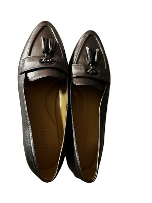 Talbots Women's Silver Leather Tassel Kiltie Loafers 9M New - Main Image