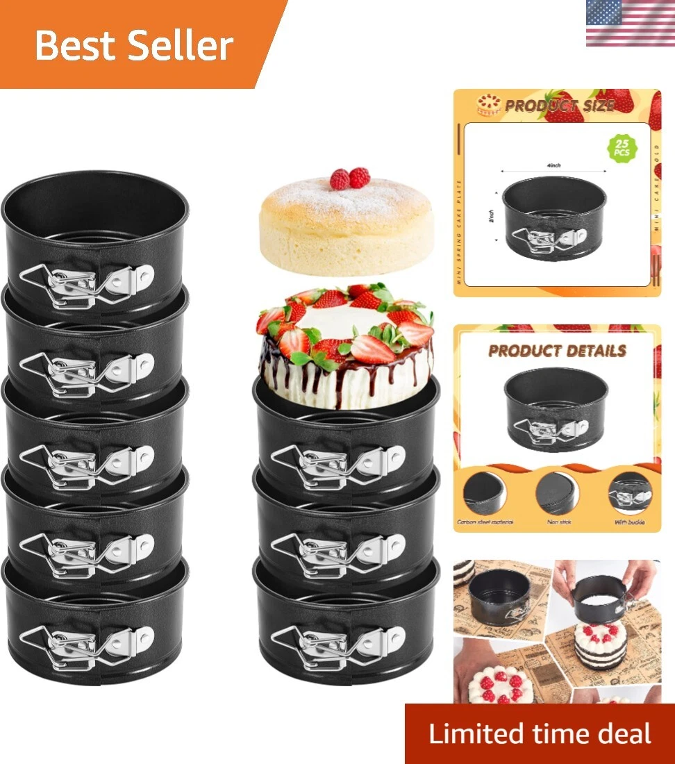 25 Pcs 4 Inch Springform Pan Mini Springform Pan Small Leakproof Round Cake P...