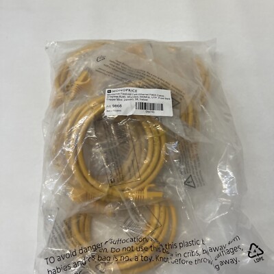 MONOPRICE 9868 Patch Cord,Cat 6,Flexboot,Yellow,5.0 ft. Lot Of 10