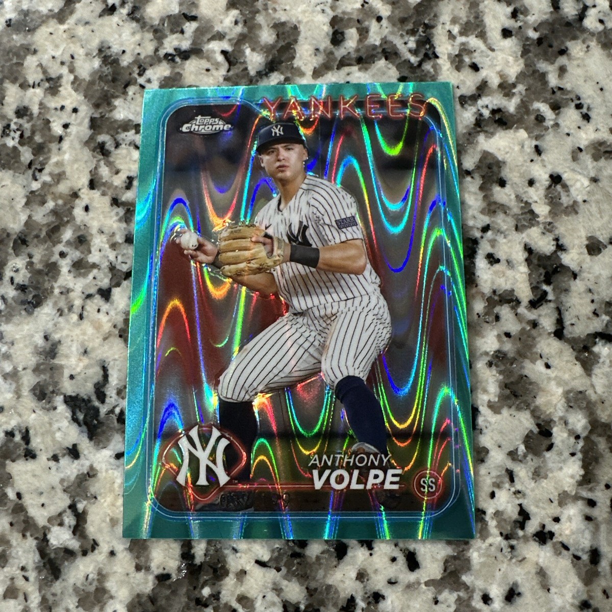2024 Topps Chrome Aqua Lava Refractor Anthony Volpe /199 New York 