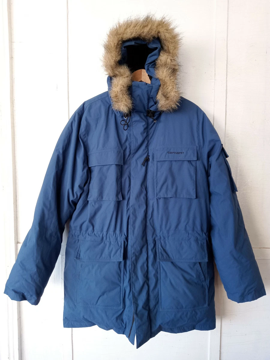 Carhartt Bering Mens Parka Down Winter Jacket Blue Size M | eBay