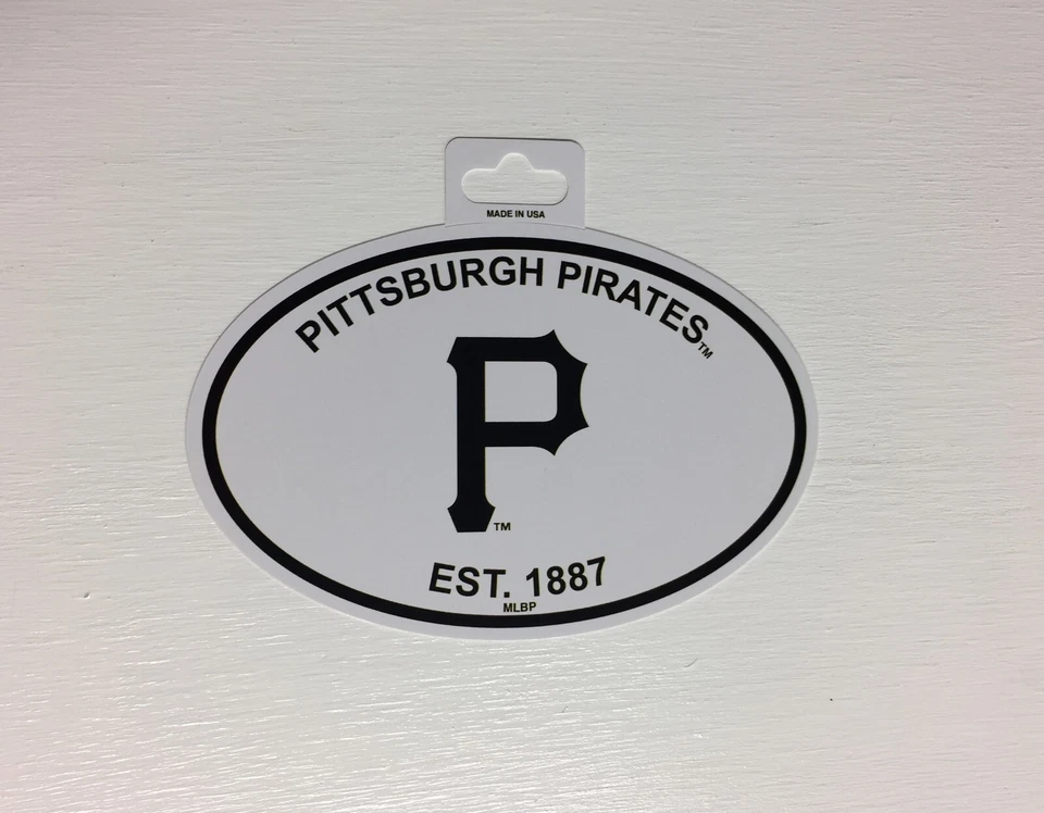 Pittsburgh Pirates Oval Decal Sticker 3x5 Inches NEW Free Ship Black & White - Image 2 of 2