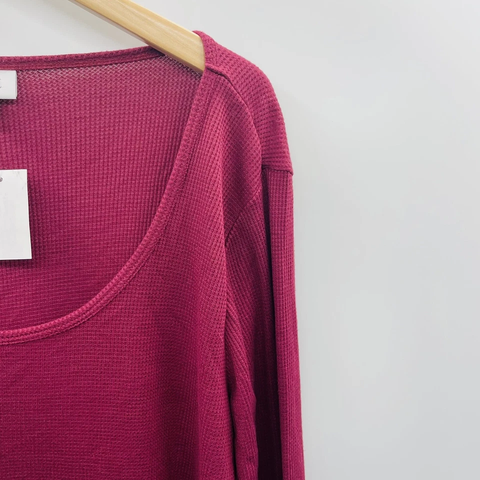 Jenni Jennifer Moore Womens Size XL Solid Long-Sleeve Pajama Top Plum Wine 799 - Image 3 of 4