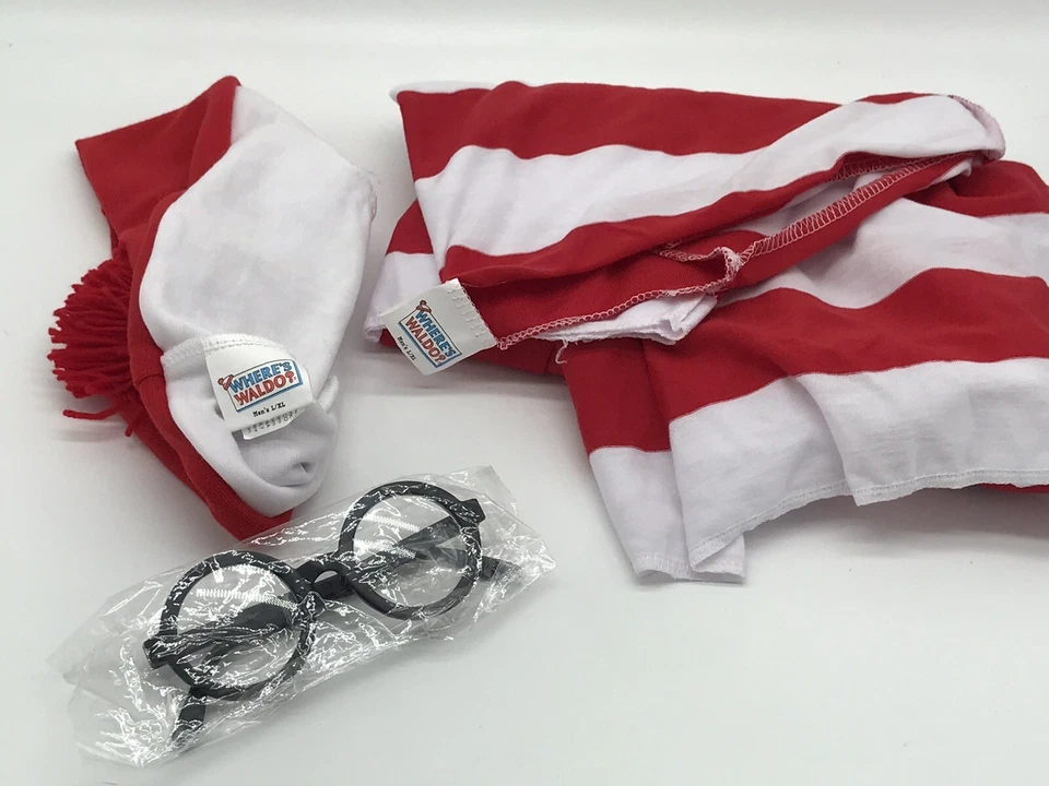 Where's Waldo - Camisa Sombrero y Gafas - Adulto XL Halloween Disfraz Fiesta Foto 4 de 4