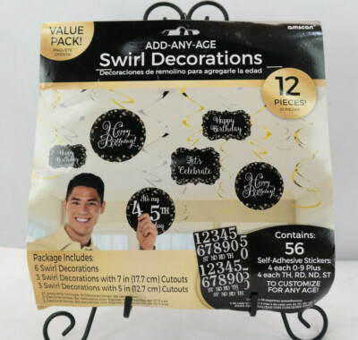 Sparkling Celebration Add Any Age Swirl Decoration 12 Pieces TF