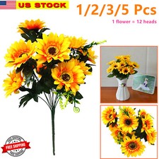 1/2/3/5 Pcs of Artificial Sunflower Lifelike Fake For Home Accent  Decor Yellow