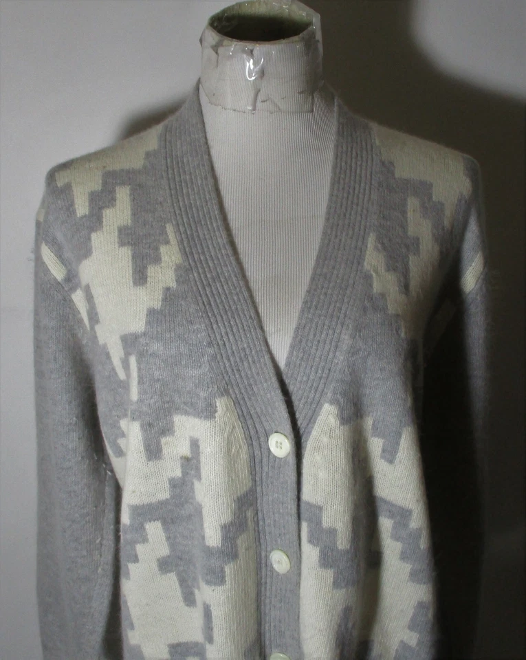 Angora VALERIE STEVENS Gray Angora Rabbit Hair Blend Cardigan Sweater Size PS - Image 2 of 4