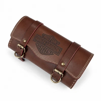 BOLSA DE HERRAMIENTAS HARLEY DAVIDSON TIPO ONDA - CUERO MARRÓN GENUINO - SUMINISTRADO EN REINO UNIDO - Imagen 1 de 4