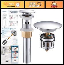 Vessel Sink Drain,Bathroom Pop-up Drain with Detachable Basket Stopper, Anti-Exp