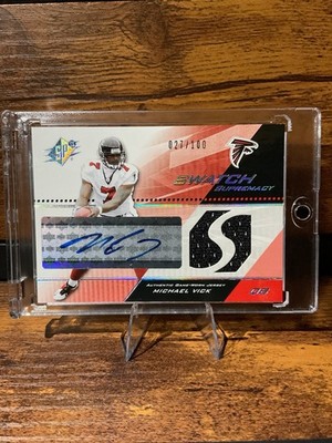 2004 Upper Deck SPx Swatch Supremacy Michael Vick Game Worn Patch Auto /100