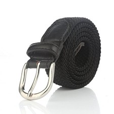 Gelante Children's Canvas Elastic Fabric Woven Stretch Braided Belts Large Black