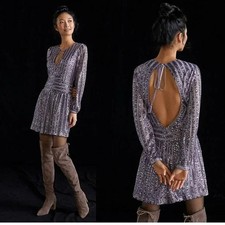 ANTHROPOLOGIE Sequined Open-Back Mini Dress size 8 new with tag