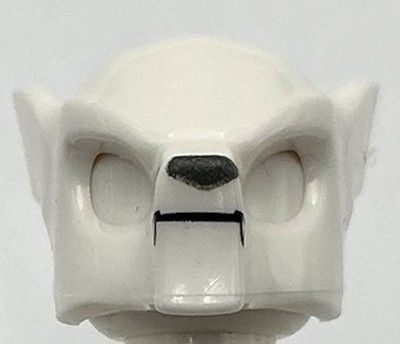 Lego New White Minifigure Headgear Mask Wolf w/ Fangs Gray Nose Part