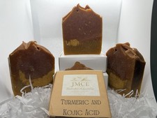 Turmeric Kojic Acid Bar Soap, 4.8oz Bar of 6 Bars. Organic Natural Soap.