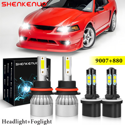 For Ford Mustang Gt Svt Cobra 1994-2004 LED Headlight Fog Light Bulbs Kit 6500K